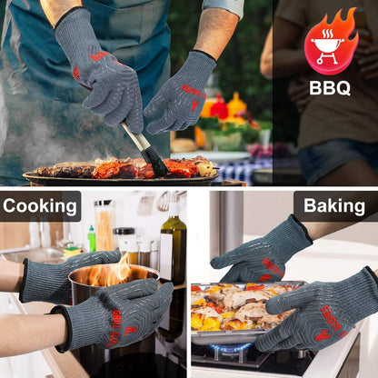 ZOPTIL Oven Gloves Grill Gloves, 1472℉ Heat Proof Non-Slip Grill Oven Gloves with Fingers, Men & Women BBQ Accessories for Cooking, Barbecuing, Baking, Kitchen and Cutting - 1 Pair - CookCave