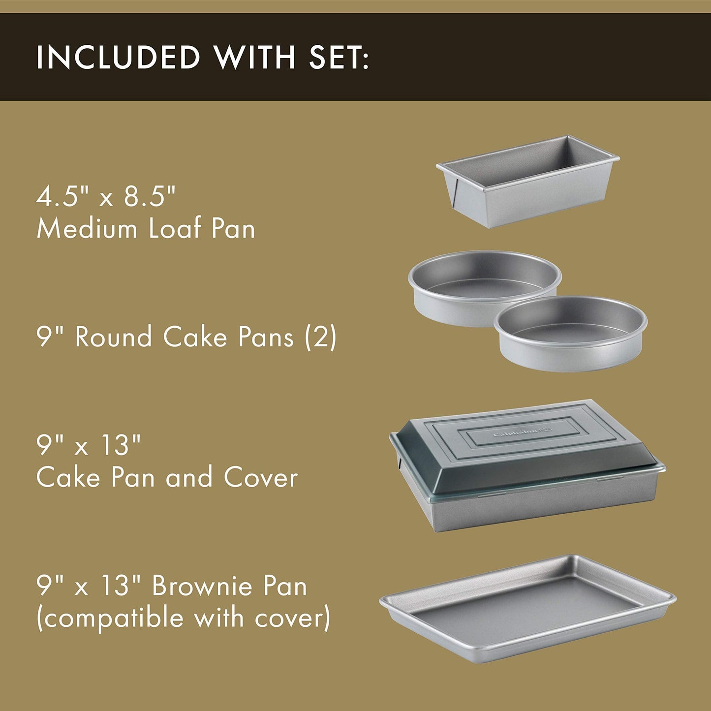 Calphalon Nonstick Bakeware Set, 10-Piece Set Includes Baking Sheet, Cookie Sheet, Cake Pans, Muffin Pan, and More, Dishwasher Safe, Silver - CookCave