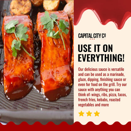 Capital City Mambo Sauce - Variety 2 Pack - Sweet Hot & Mild | Washington DC Wing Sauces | Perfect Condiment Topping for Wings, Chicken, Pork, Beef, Seafood, Burgers, Rice or Noodles | 12 fl oz Bottles - CookCave