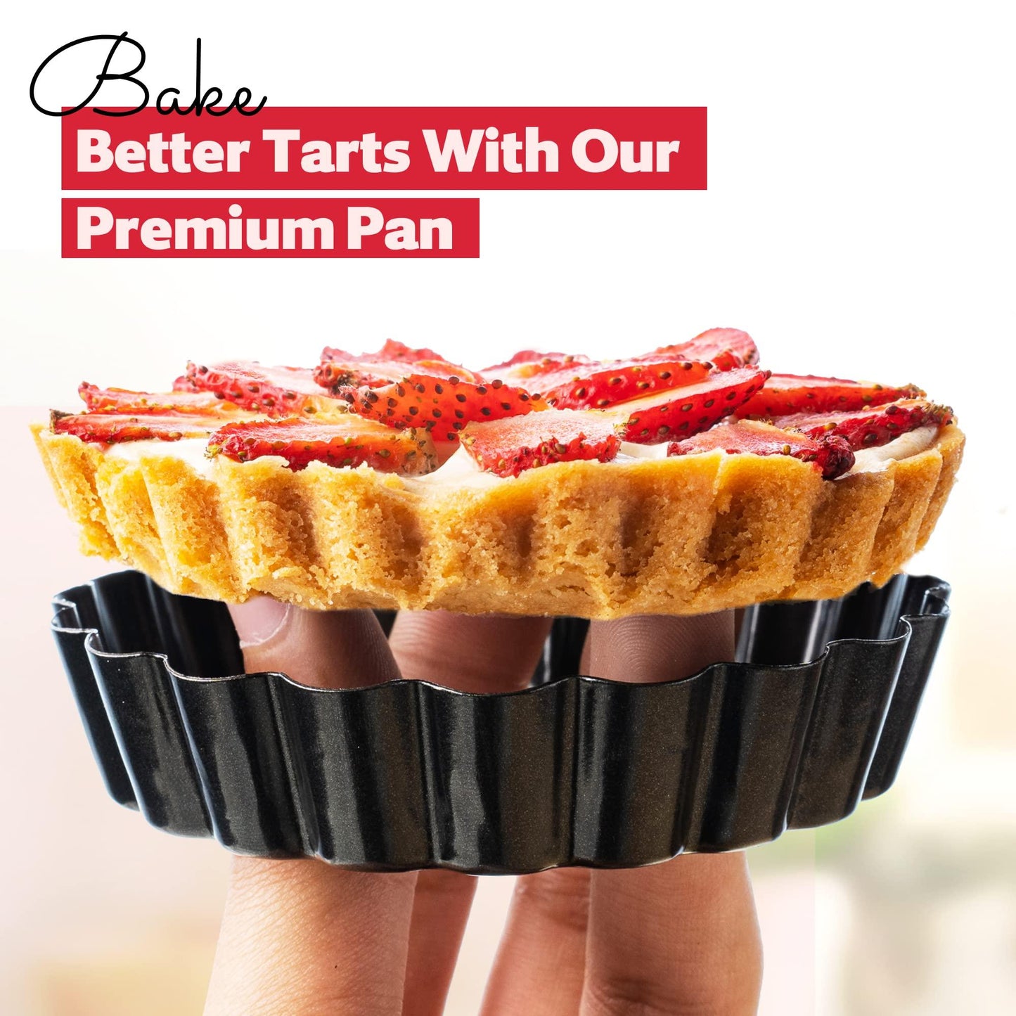 FIDZ PAN 8 PCS 4 Inch Mini Tart Pans Removable Bottom | Carbon Steel Quiche Pan, Rust & Temperature Resistant Nonstick, Perfect for Baking Fruit Tarts Cakes Quiches & Dessert - CookCave