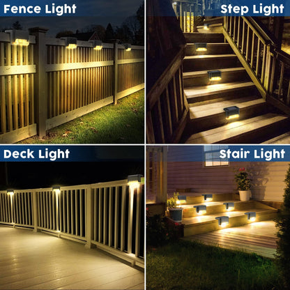 Otdair Solar Deck Lights, 16 Solar Step Lights Waterproof LED Solar Stair Lights, Outdoor Solar Fence Lights for Deck, Stairs, Step, Yard, Patio, and Pathway (Warm White), Black - CookCave