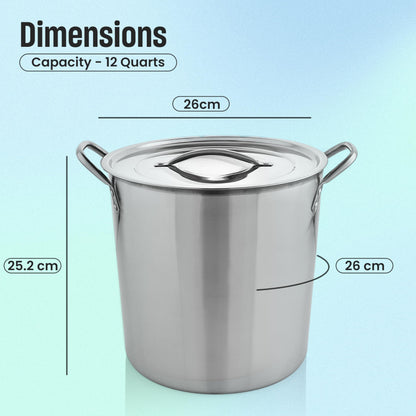 MARBELLA 12 Quart Stainless Steel Stockpot with Lid Food Grade Heavy Duty Multipurpose Stock Pot for Stew, Simmering, Soup Pot, Gas and Dishwasher Safe Rust Free Cookware Silver - CookCave