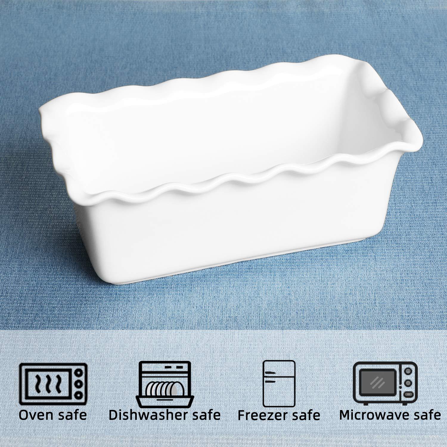 HAOTOP Porcelain Nonstick Baking Bread Loaf Pan, 8.5 x 5 Inch, White - CookCave