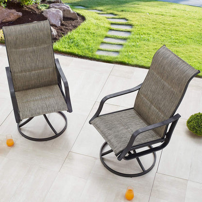 PatioFestival Patio Dining Chairs Set of 4 Textilene Outdoor High Back Swivel Rockers with All Weather Frame (Grey) - CookCave