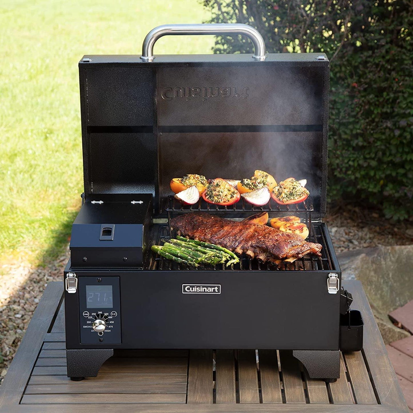 Cuisinart CPG-256 Portable Wood Pellet Grill and Smoker, Black and Dark Gray - CookCave