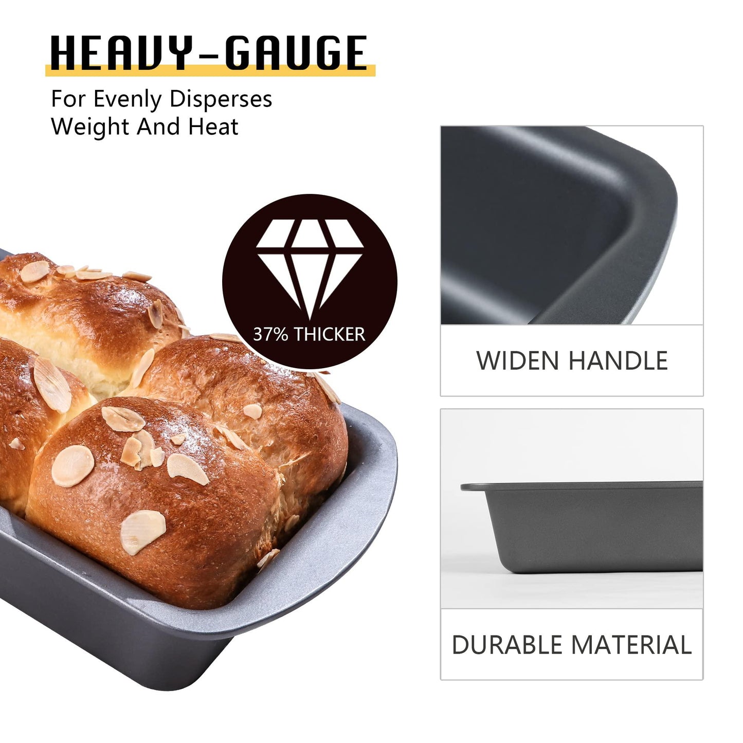 HONGBAKE 3 Pack Bread Pan for Baking Loaf Pan Set, 1 Lb Loaf Pan with Wide Grips Nonstick Bread Tin 3 pack, 8.5 x 4.5 Inches Perfect for Homemade Bread, Grey - CookCave