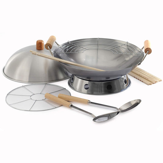 Norpro 10-Piece Wok Set, Silver, 14 inch - CookCave