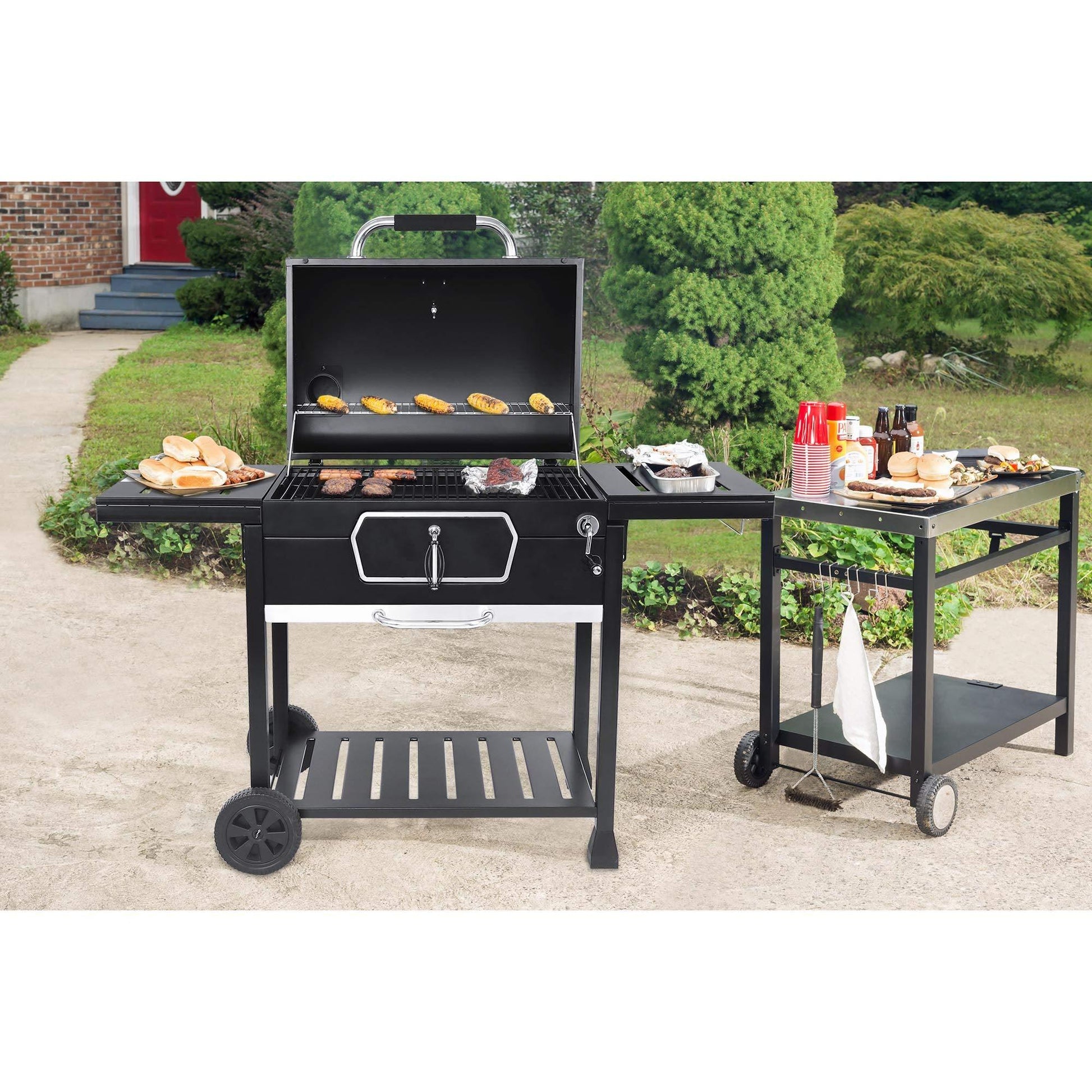 Royal Gourmet CD2030AN 30-Inch Charcoal Grill, Deluxe BBQ Smoker Picnic Camping Patio Backyard Cooking, Black, Large - CookCave