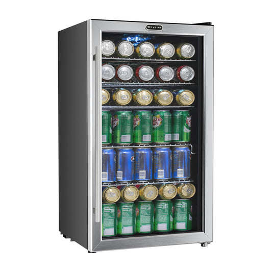 Whynter BR-130SBS 120 Can Capacity 3.1 cu. ft. Beverage Refrigerator and cooler, Mini Fridge with Glass Door Stainless Steel - CookCave