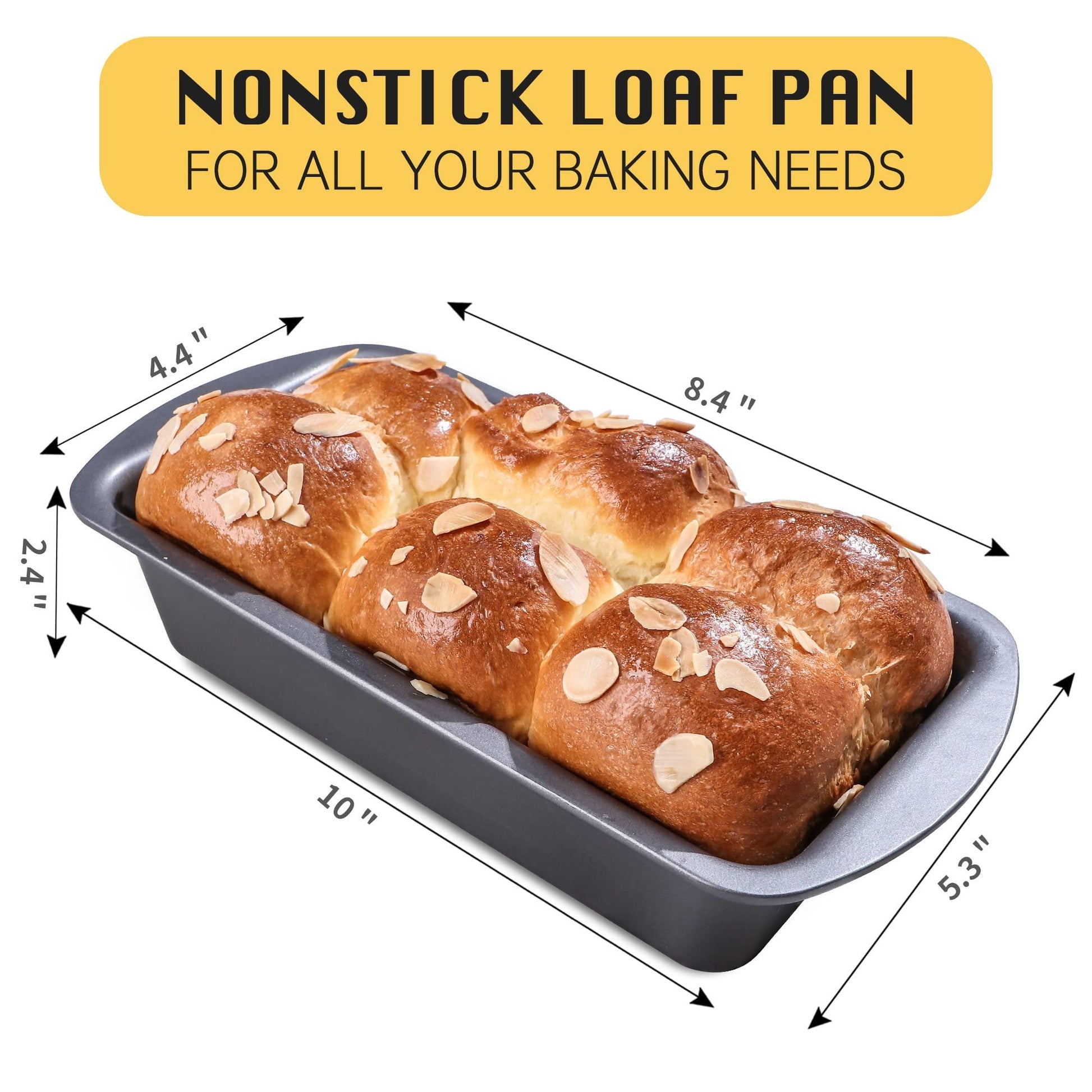 HONGBAKE 3 Pack Bread Pan for Baking Loaf Pan Set, 1 Lb Loaf Pan with Wide Grips Nonstick Bread Tin 3 pack, 8.5 x 4.5 Inches Perfect for Homemade Bread, Grey - CookCave