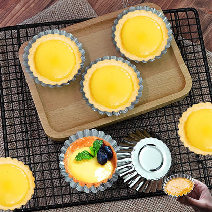 Xstronq Egg Tart Molds 32Pack Tart Pan 2.75inch, Mini Tart Tins Aluminium Mini Tart Pans for Baking (32Pack-2.75inch) - CookCave