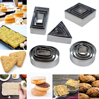20 Pcs MINI Geometric Metal Cookie Cutters Set Fun Stainless Steel Biscuit Molds (Rectangular, Oval, Round, Square, Triangle) for Kitchen, Baking&Decorative Food, Kids, Christmas Holiday Party - CookCave