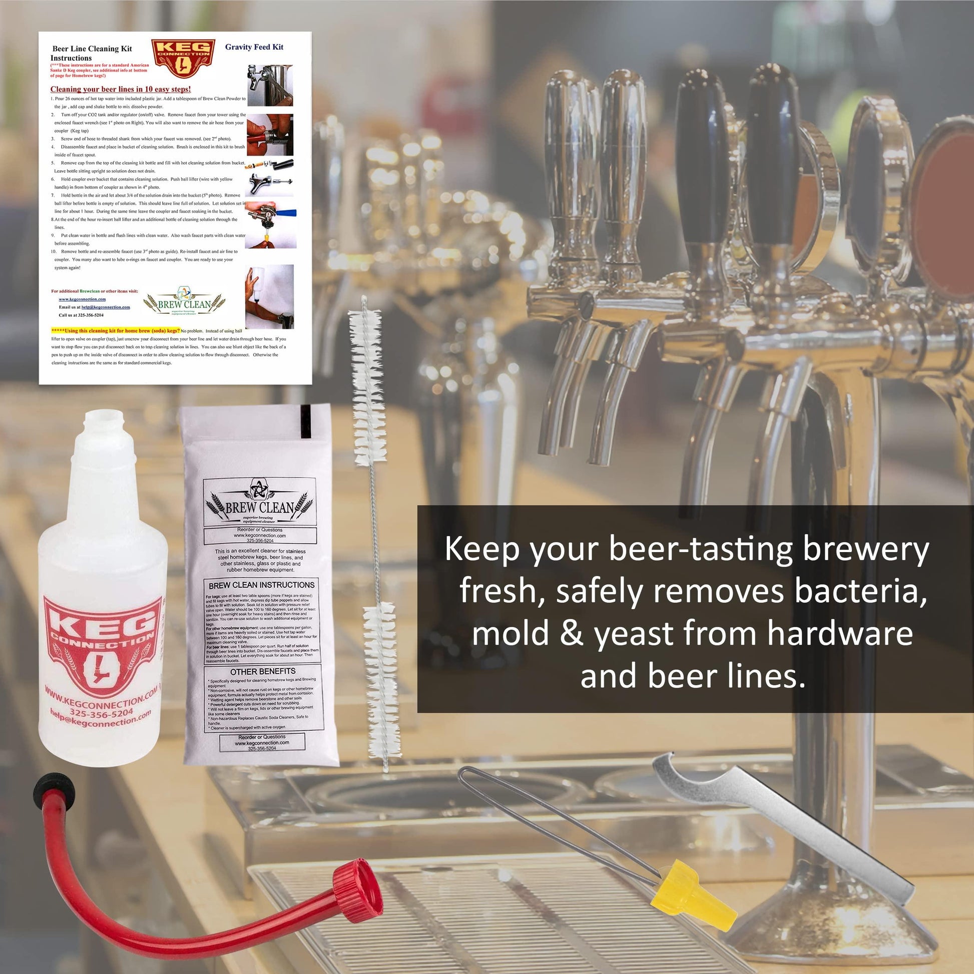 Kegconnection Kegerator Beer Line Cleaning Kit - Easy and Safe to Use Keg Cleaner - with Brew Clean Solution and More - CookCave