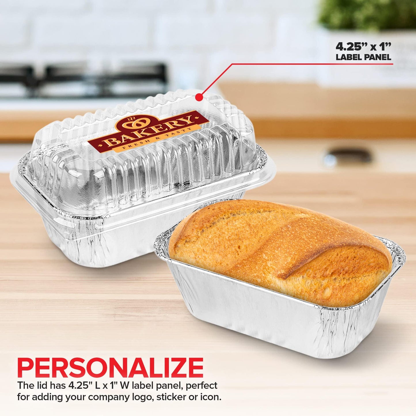 Stock Your Home Disposable Aluminum Mini Loaf Pans with Lids, 1 lb (50 Pack) New & Improved Plastic Dome Lid Foil Baking Tins, Tin Pans for Cake, Bread, Holiday Baked Goods Packaging - CookCave