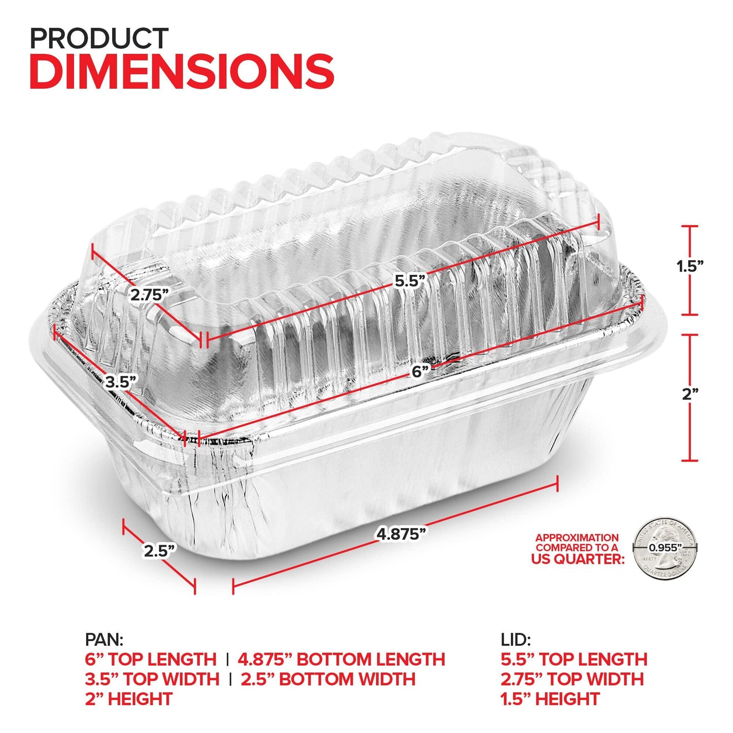 Stock Your Home Disposable Aluminum Mini Loaf Pans with Lids, 1 lb (50 Pack) New & Improved Plastic Dome Lid Foil Baking Tins, Tin Pans for Cake, Bread, Holiday Baked Goods Packaging - CookCave