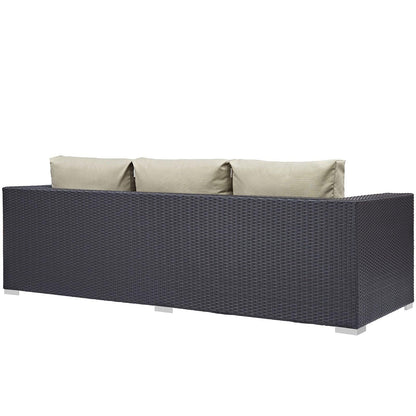 Modway Convene Wicker Rattan Outdoor Patio Sofa in Espresso Beige - CookCave