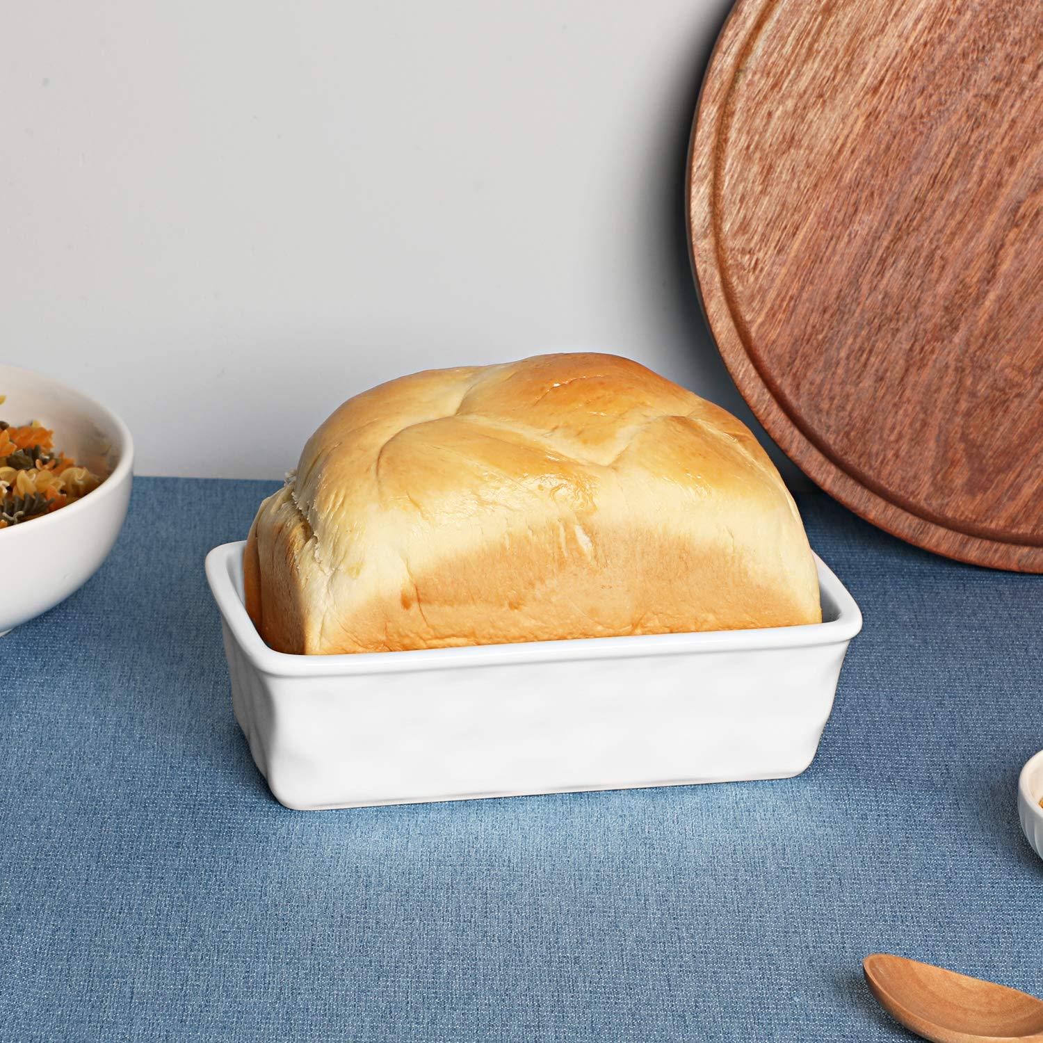 HAOTOP Ceramics Nonstick Baking Bread Loaf Pan, 8.5 x 4.6 Inch (White) - CookCave