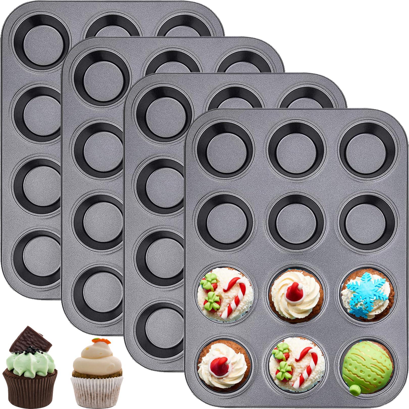 Cezoyx 4 Pack Nonstick Muffin Pan, 12 Cup Carbon Steel Cupcake Pan Muffin Baking Pan for Making Muffins or Cupcakes - CookCave