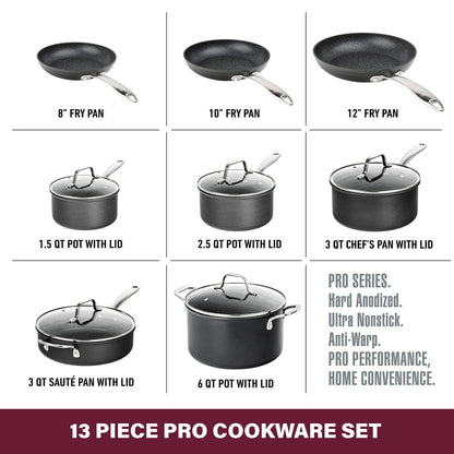 Granitestone 13 Pc Pots and Pans Set Non Stick Cookware Set, Kitchen Cookware Sets, Pot and Pan Set, Pot Set, Hard Anodized Non Stick Pots and Pans Set with Lids, Nonstick Cookware Set Dishwasher Safe - CookCave