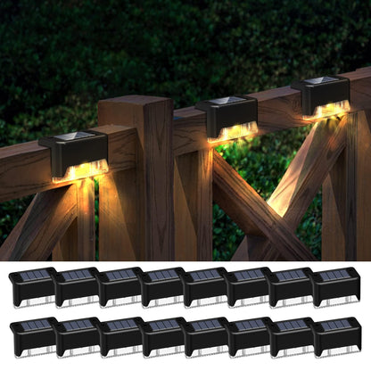 Otdair Solar Deck Lights, 16 Solar Step Lights Waterproof LED Solar Stair Lights, Outdoor Solar Fence Lights for Deck, Stairs, Step, Yard, Patio, and Pathway (Warm White), Black - CookCave