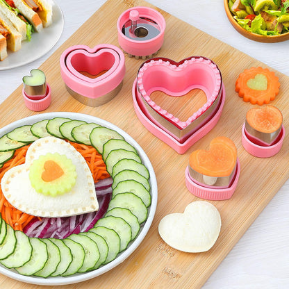 Heart Cookie Cutters Set,6 Pcs Uncrustables Maker Bread Cutters Heart Shapes DIY Cookie Cutters Fruit Vegetable Mold for Kids Boys & Girls Bento Lunch Box - CookCave