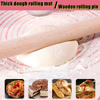 Rolling-Pin-Silicone-Baking-Mats-Set, Nonstick Dough Rolling Pastry Mat for Cookie Macaroon Pie Crust Pizza, Heat-resistant Silicone Baking Sheets for Oven, Silicon Macaroons Baking Mats - CookCave