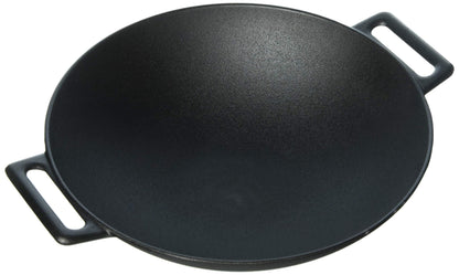 Jim Beam 12'' Pre Seasoned Heavy Duty Construction Cast Iron Grilling Wok, Griddle and Stir Fry Pan - CookCave