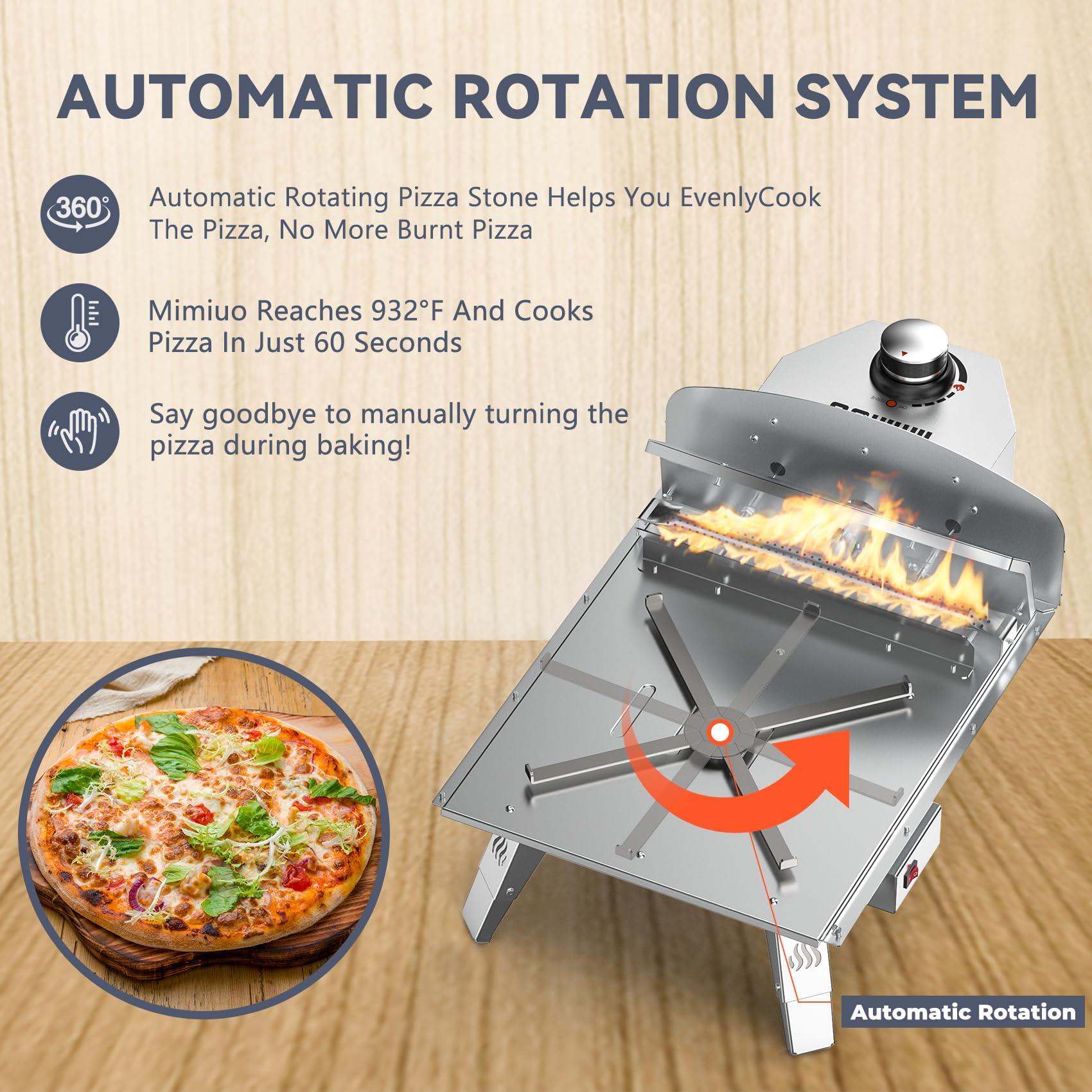 Mimiuo Outdoor Pizza Oven Wood Pellet Fired Pizza Stove with Automatic Rotating System, Pizza Stone, Pizza Peel and Carry Bag (Tisserie W-Oven Series) - Global Patent - CookCave