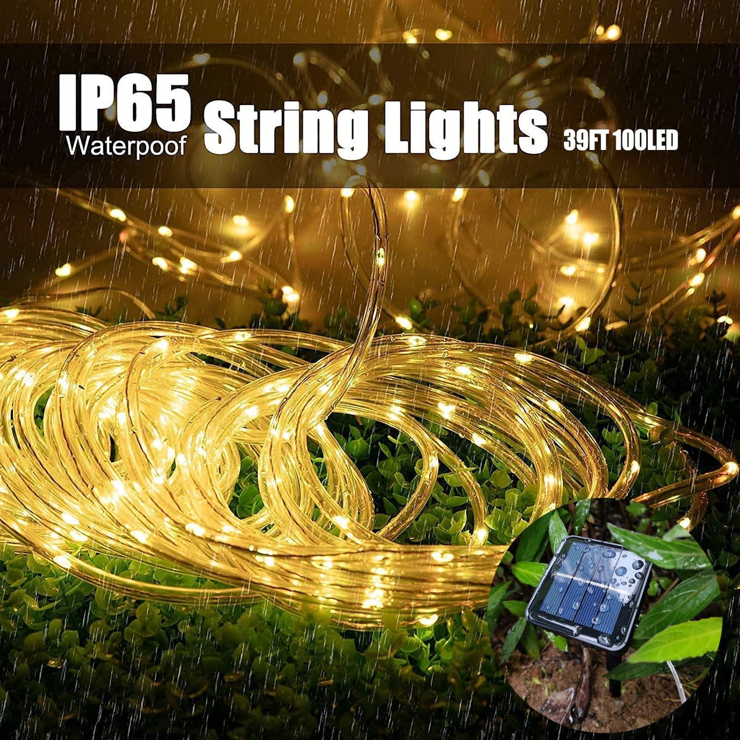 Solar Rope Light Waterproof IP65 39FT 100LEDs Outdoor LED ‎Solar Outdoor Lights for Party Garden Yard Home Wedding Christmas Halloween Holiday Tree Decoration Lighting - CookCave