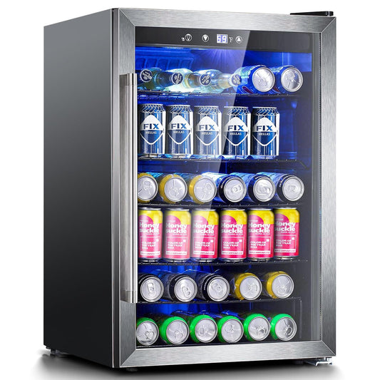 Antarctic Star Beverage Refrigerator,145 Can Mini Fridge,Freestanding wine cooler for Soda Beer or Wine,Glass Door, Small Drink Dispenser Machine, Touch Screen for Home Office or Bar, 4.5cu.ft.… - CookCave