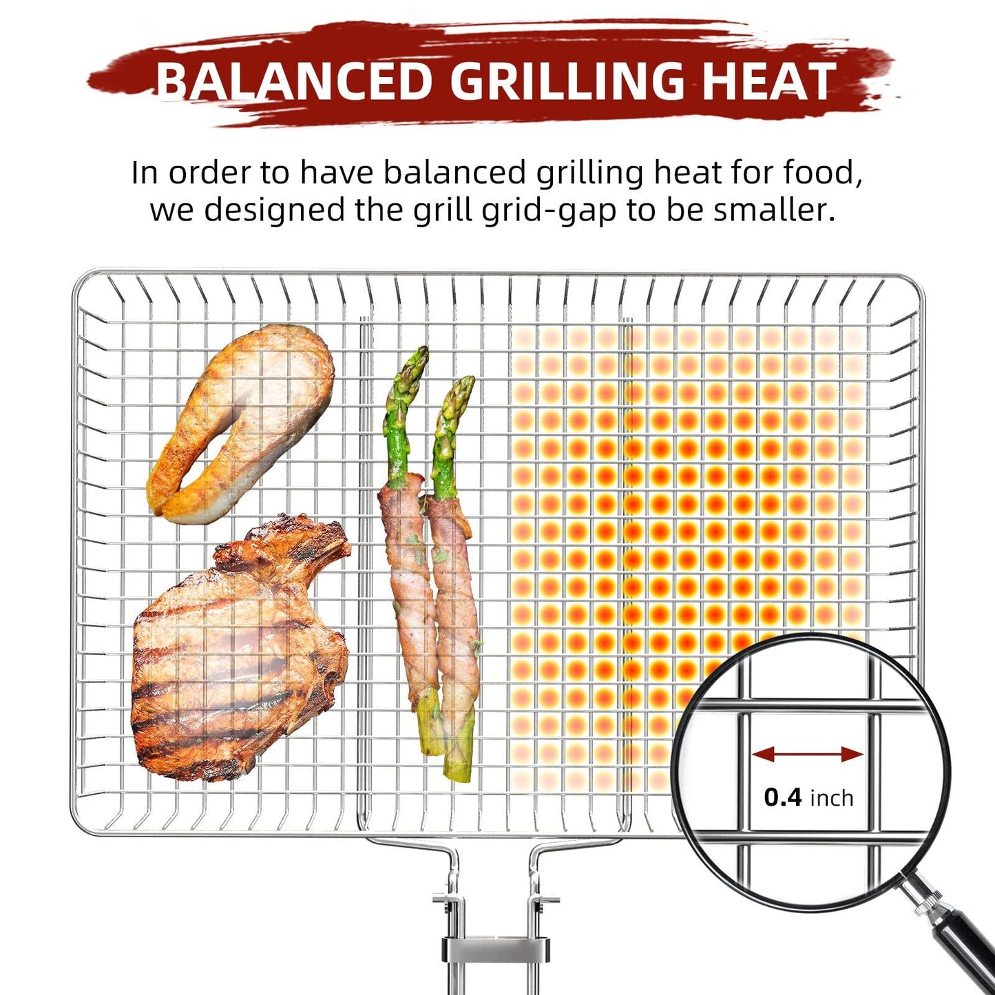 CEBERVICE Grill Basket Extra Large, SUS304 Stainless Steel, Portable Folding BBQ Camping Grilling Rack for Fish, Vegetables, Shrimp, Barbeque Griller Cooking Accessories, Grilling Gifts for Men, Dad - CookCave