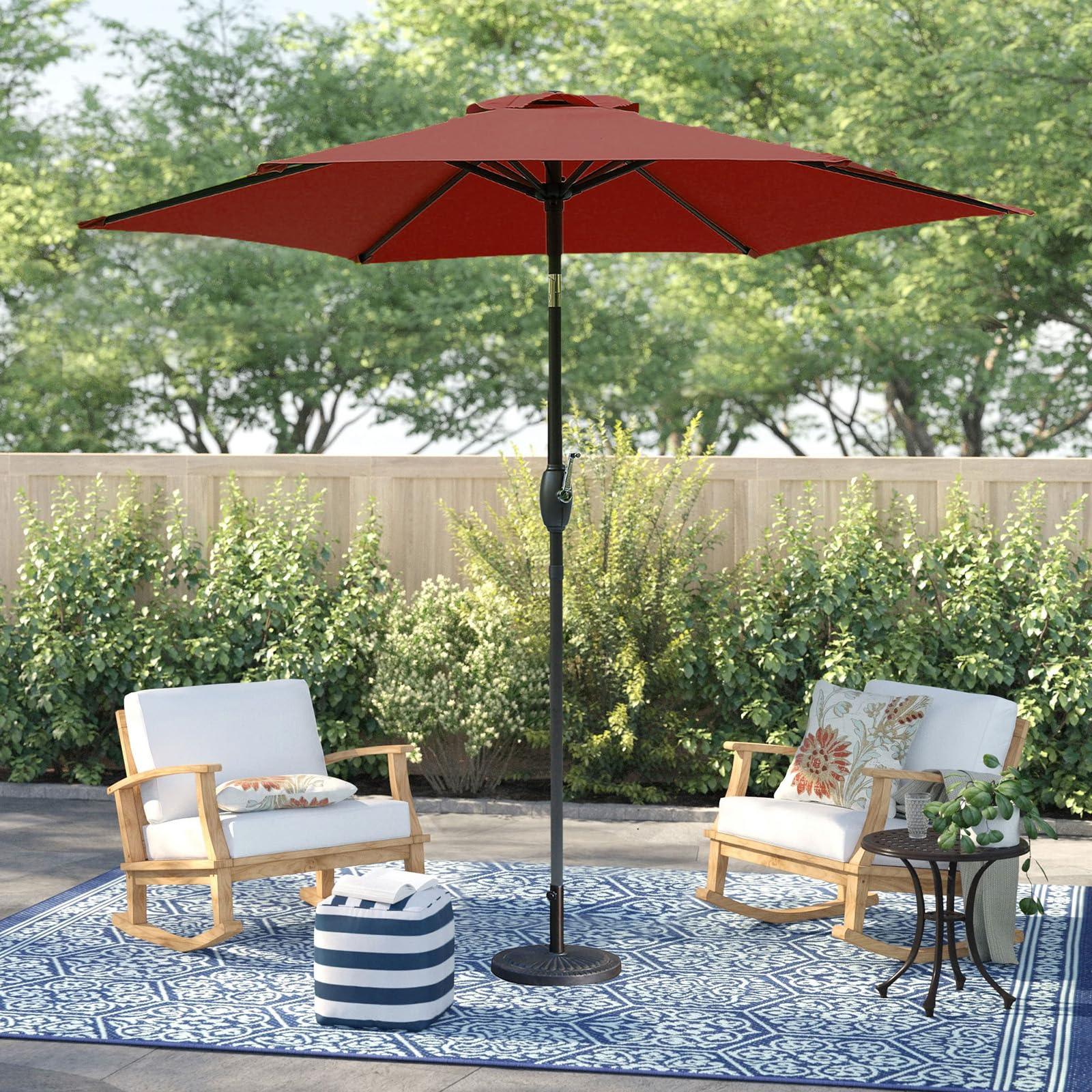 SUNVIVI OUTDOOR 7.5 Ft Patio Umbrella Outdoor Market Table Umbrella with Push Button Tilt and Crank, 6 Ribs, Polyester Canopy, Burgundy - CookCave