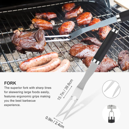 grilljoy 30PCS BBQ Grill Tools Set with Meat Claws - Extra Thick Steel Spatula, Fork& Tongs - Complete Grilling Accessories in Portable Bag - Perfect Grill Gifts for Men and Women - CookCave