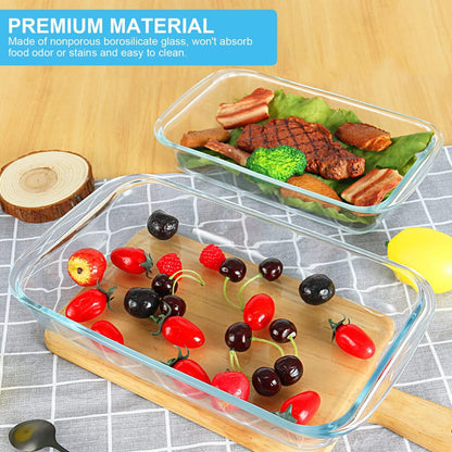 KOMUEE 8 Pieces Glass Baking Dish with Lids Rectangular Glass Baking Pan Bakeware Set with BPA Free Lids, Baking Pans for Lasagna, Leftovers, Cooking, Kitchen, Fridge-to-Oven, Gray - CookCave