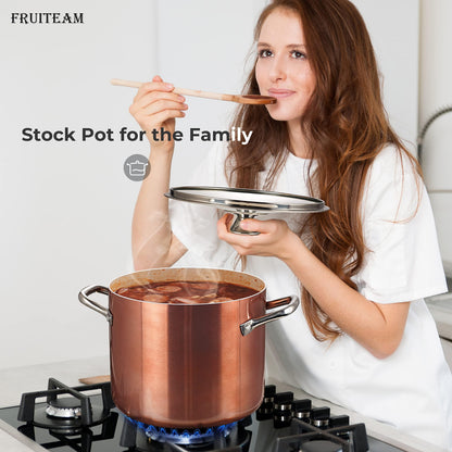FRUITEAM Nonstick Stock Pot 7 Qt Soup Pasta Pot with Lid, 7-Quart Multi Stockpot Oven Safe Cooking Pot for Stew, Sauce & Reheat Food, Induction/Oven/Gas/Stovetops Compatible for Family Meals - CookCave