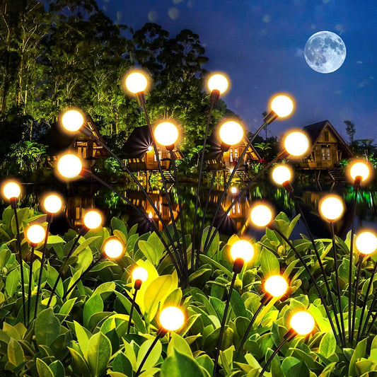 KTEBO 2 Pack Solar Firefly Garden Lights Decor, Solar Outdoor Lights, IP65 Windproof and Rainproof Yard Lights, Front Patio Porch Decor, Yard Decorations Outdoor - Warm White 2 * 8 LED - CookCave