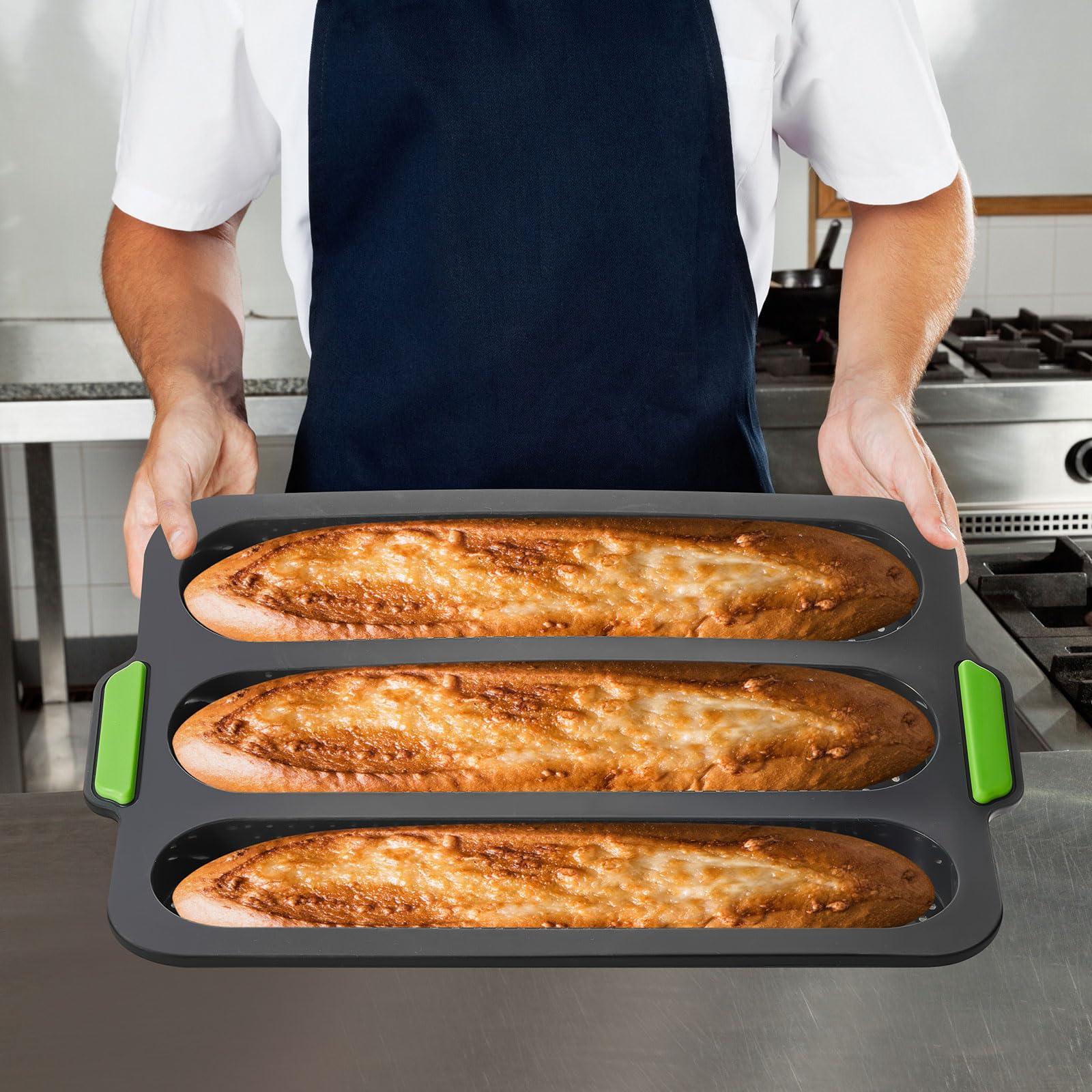 FillTouch Set of 4 Silicone Baguette Pan Baguette Baking Tray 8 Gutter Nonstick Perforated Bread Mold 3 Wave Long Silicone Loaf Pan Homemade French Bread Baking Mould Oven Toast Cooking Bakers - CookCave
