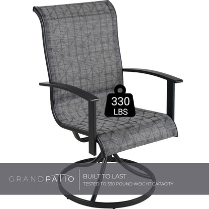 Grand patio Outdoor Swivel Rocking 4 Pieces Dining Chairs Set, Mesh Sling Patio High Back Swivel Rockers with All-Weather Frame, Black & Grey Plaid - CookCave