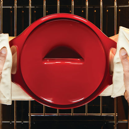 Rachael Ray Solid Glaze Ceramics Casserole Bakers/Baking Dish with Shared Lid Set, 3 Piece, Red - CookCave