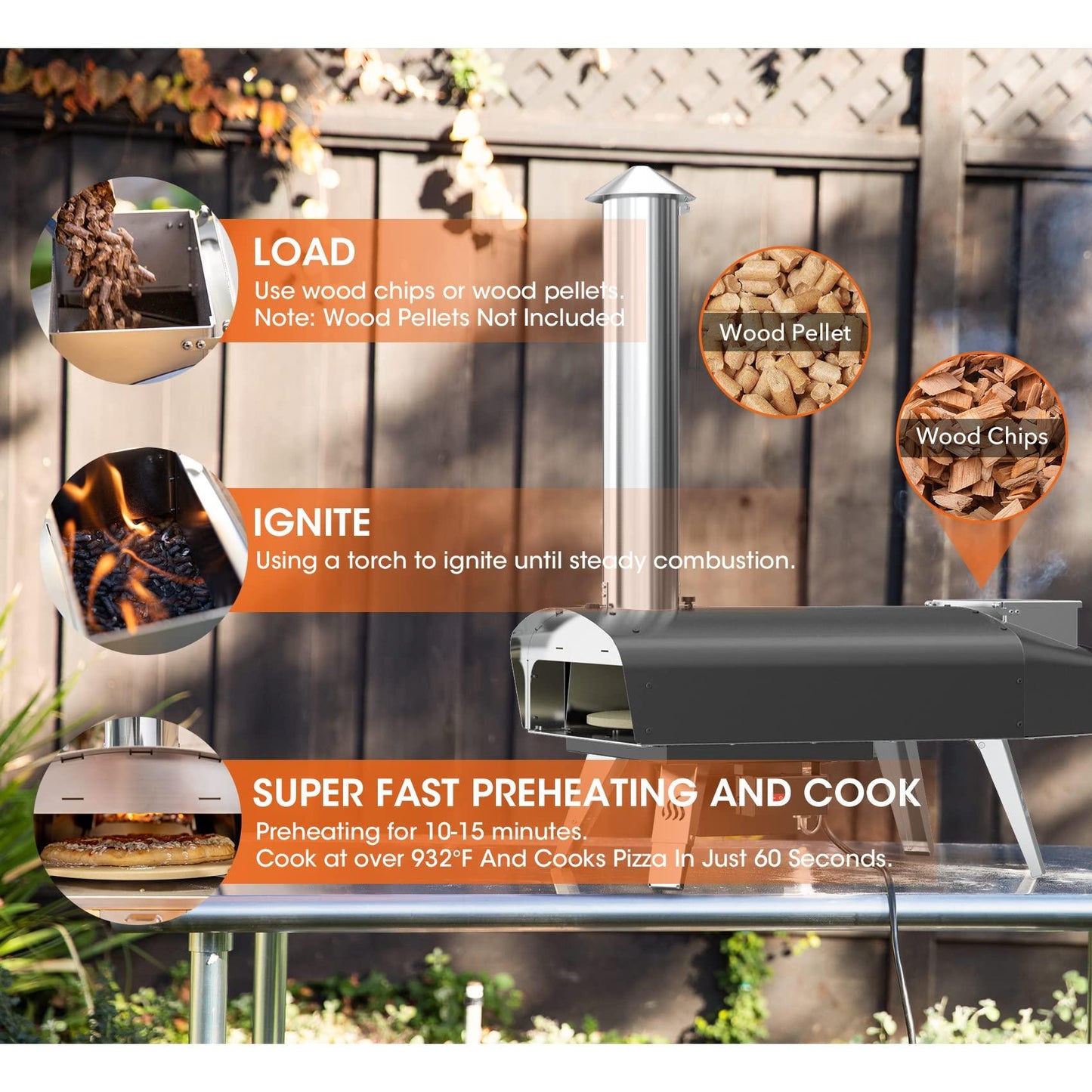 Mimiuo Outdoor Pizza Oven Wood Pellet Fired Pizza Stove with Automatic Rotating System, Pizza Stone, Pizza Peel and Carry Bag (Tisserie W-Oven Series) - Global Patent - CookCave