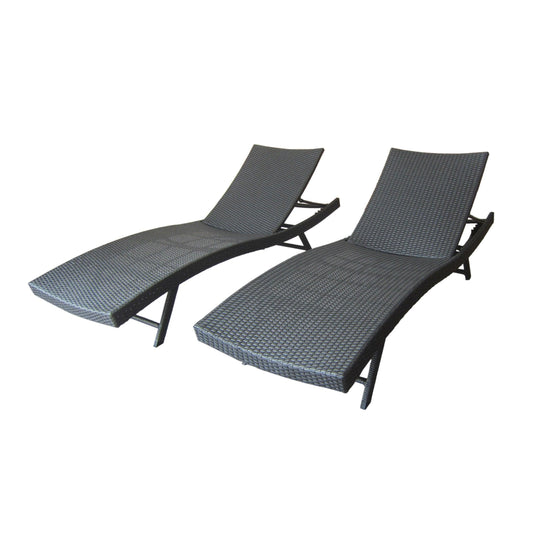 Christopher Knight Home Arthur | Outdoor Wicker Chaise Lounges | Set of 2 | in Grey - CookCave