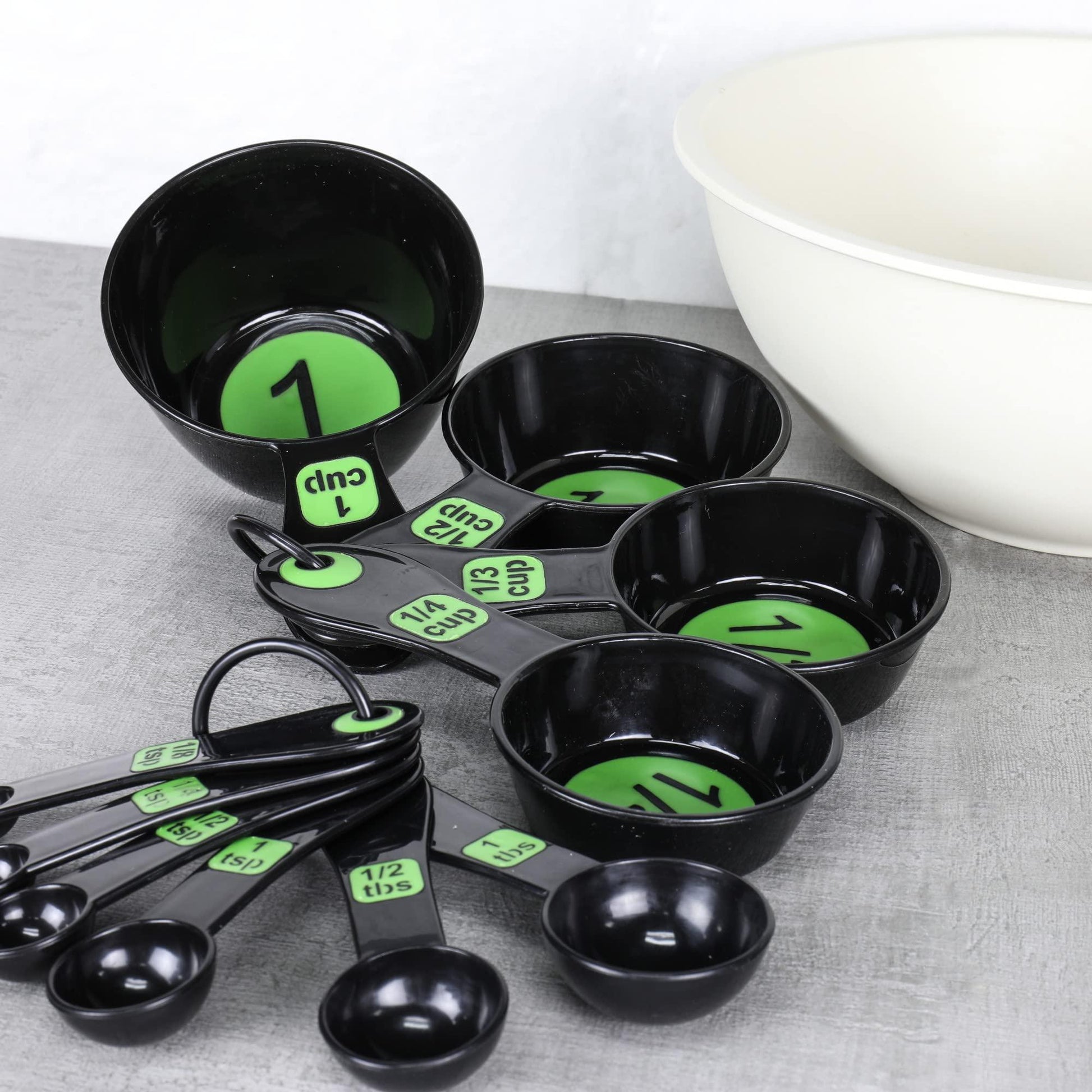 Chef Craft Easy to Ready Plastic Measuring Cup Set, 10 piece set, Green - CookCave