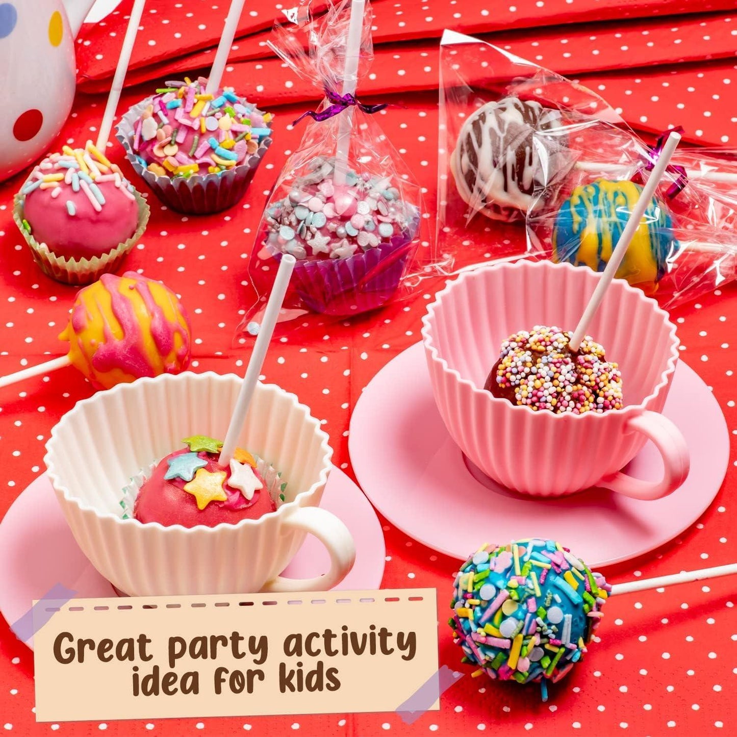 GirlZone Cake Pop Kit - Baking Set for Kids Ages 10-12, Includes Cake Pop Mold, Stand, Gift Bags and Decorating Pen - CookCave