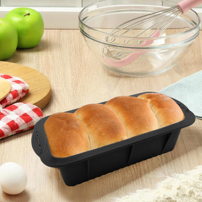 Inn Diary Silicone Bread Loaf Pan Non-Stick Loaf Pans for Baking Bread Silicone Easy Release Baking Pan for Homemade Bread Meatloaf Cakes Brownies 4 Pack Black - CookCave