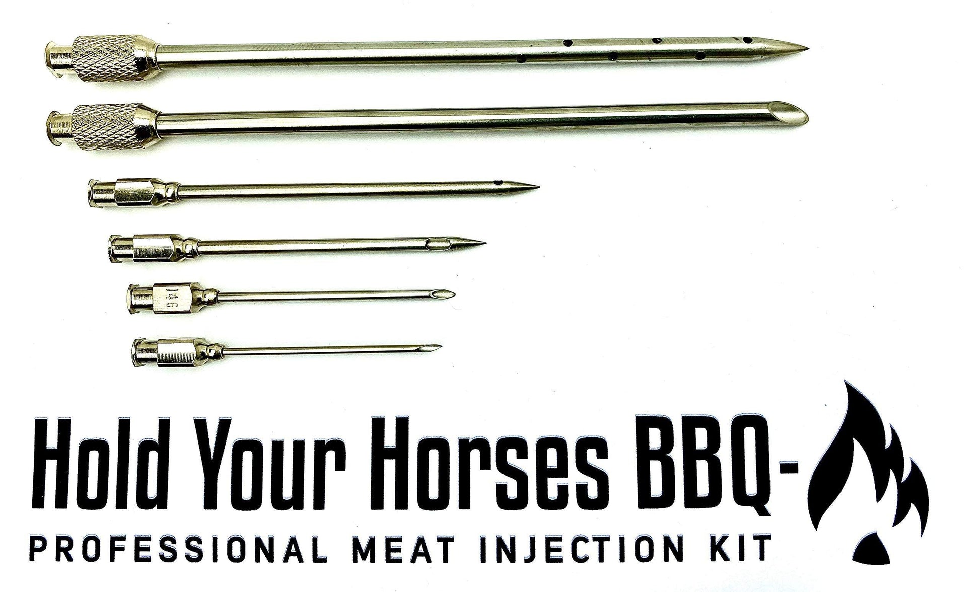 Hold Your Horses BBQ Marinade Meat Injector Gun Kit with CASE, Cleaning Brushes, 2 oz Large Capacity Barrel and 4 Professional Commercial Grade Stainless Needles - CookCave