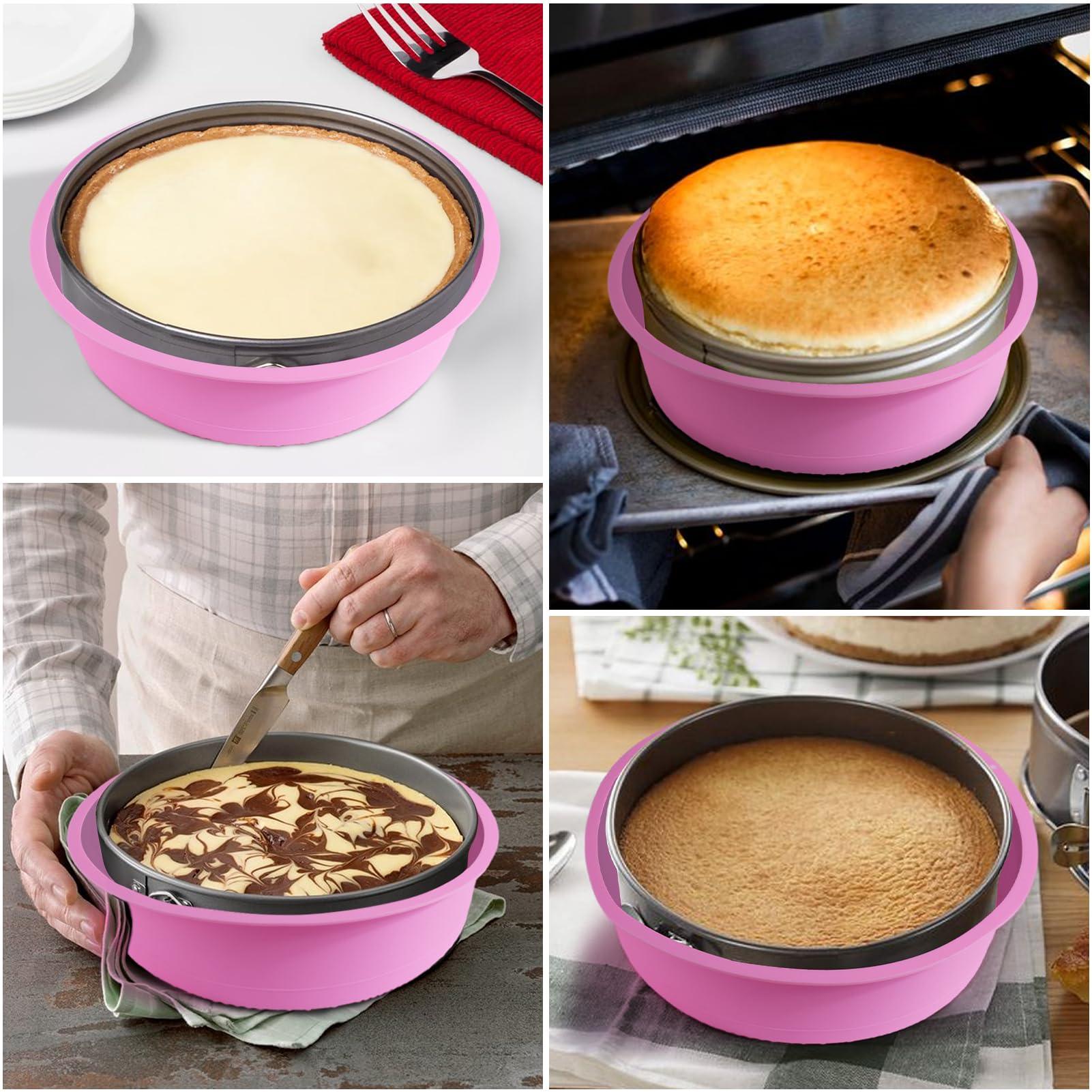 XANGNIER Cheesecake Pan Protector for 9,9.5,10 Inch Round Springform Pan,Silicone Cheesecake Water Bath Pan,Preventing Water from Entering the Spring Form Pans,Springform Pans Accessories - CookCave