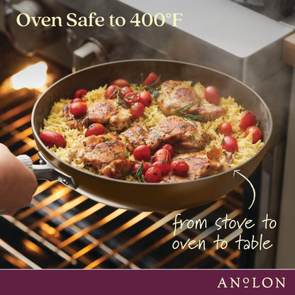 Anolon Advanced Home Hard-Anodized Nonstick Ultimate Pan/Saute Pan, 12-Inch (Bronze) - CookCave