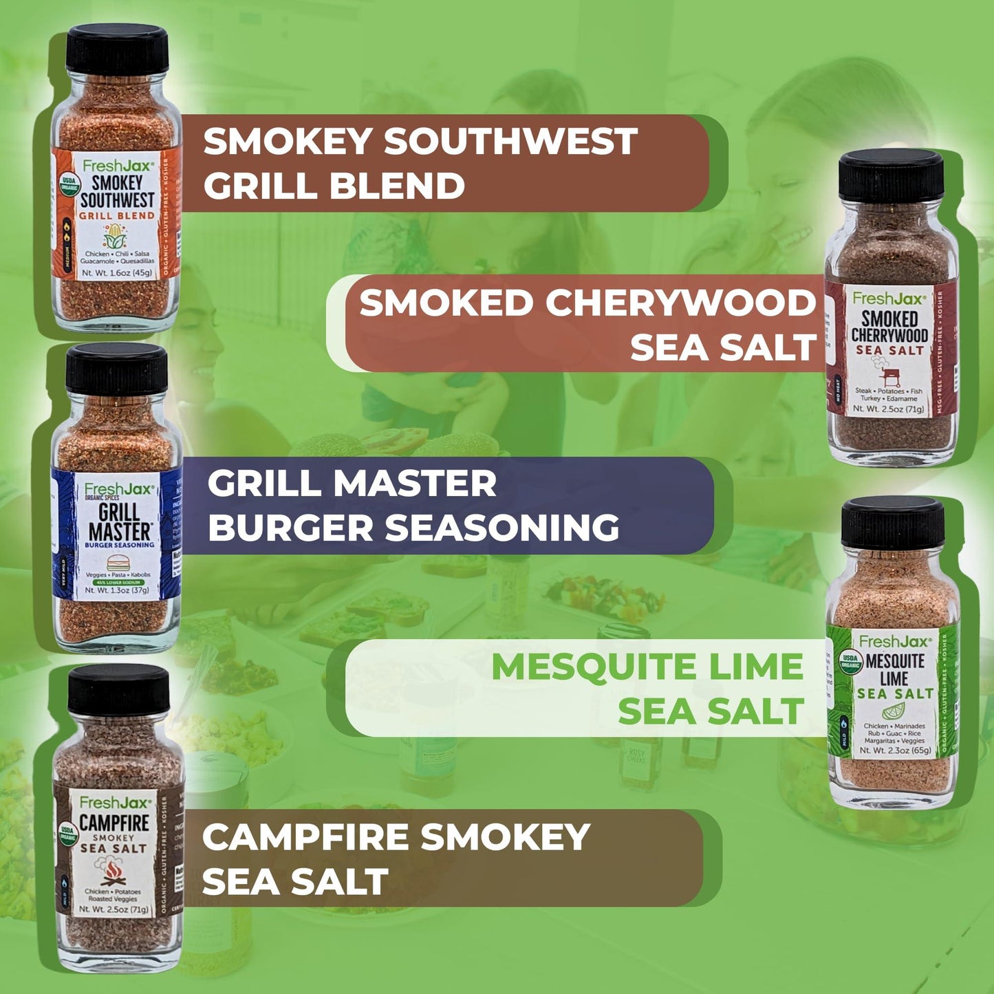 FreshJax Smoked Seasoning Gift Set | Pack of 5 Organic Smoked Spices | Grilling Gifts for Men | BBQ Grill Spices and Rubs Gift Set - CookCave
