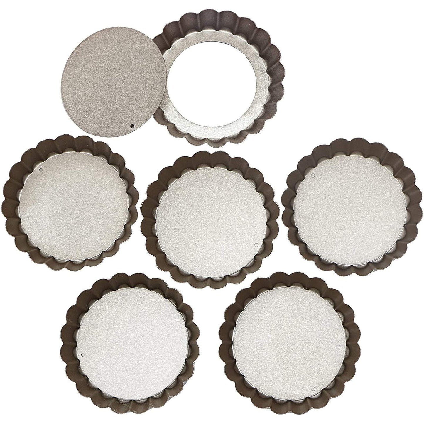 Webake 4 Inch Mini Tart Pan Set of 6, Non-Stick Small Tart Mold Quiche Pans with Removable Bottom Mini Tart Tins - CookCave