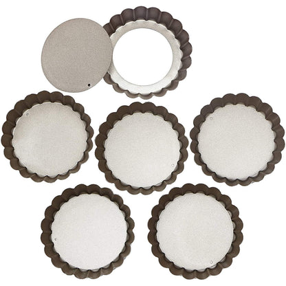Webake 4 Inch Mini Tart Pan Set of 6, Non-Stick Small Tart Mold Quiche Pans with Removable Bottom Mini Tart Tins - CookCave